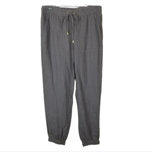 Ellen Tracy Womens Size Small Linen Elastic Waist Draw String Gray Jogger Pants